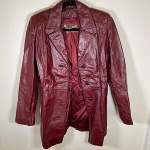 VINTAGE Etienne Aigner Burgundy Red Geniune 100% Leather Jacket